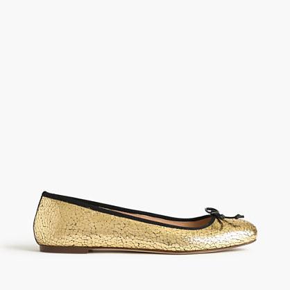 J.Crew Lily ballet flats in crackled leather
