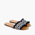 J.Crew Slide sandals in navy-and-white raffia