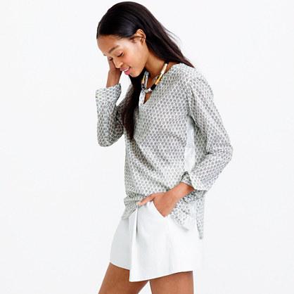 J.Crew Floral block-print tunic with silver tape
