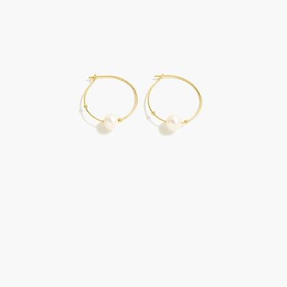 J.Crew Demi-fine 14k gold-plated pearl hoop earrings