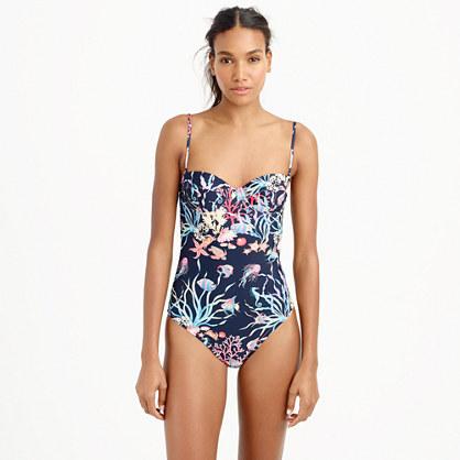 J.Crew Underwire bandeau one-piece swimsuit in Ratti&reg; Under the Sea print