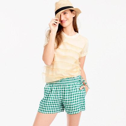 J.Crew Gingham linen short with side ties