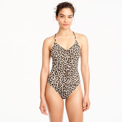 J.Crew T-back one-piece swimsuit in leopard print