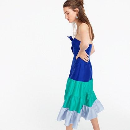 J.Crew Spaghetti-strap ruffle dress in silk shantung