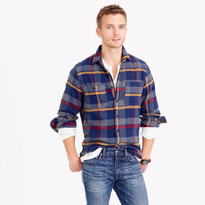 J.Crew Wallace & Barnes heavyweight flannel shirt in multicolor plaid