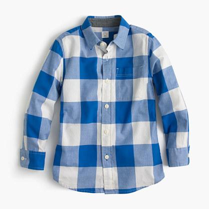 J.Crew Boys' Secret Wash shirt in cobalt gingham
