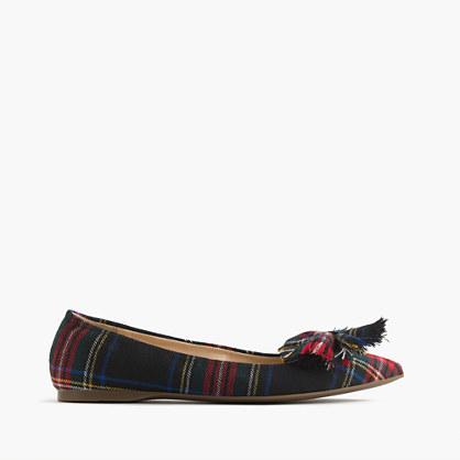J.Crew Lottie bow flats in wool tartan