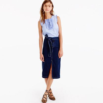 J.Crew Denim tie-waist skirt