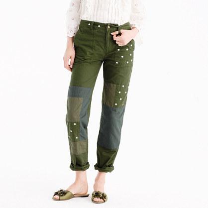 J.Crew Embroidered boyfriend chino with patches