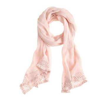 J.Crew Linen-cotton crochet-trim scarf