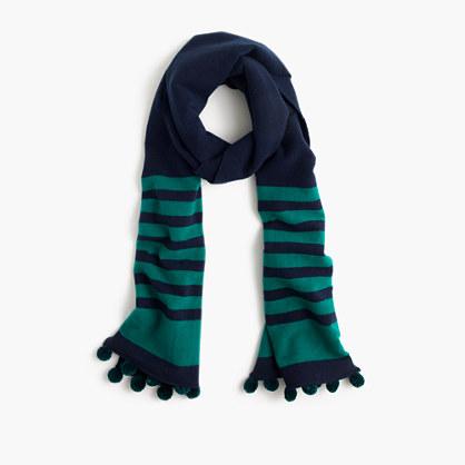 J.Crew Striped scarf with pom-poms