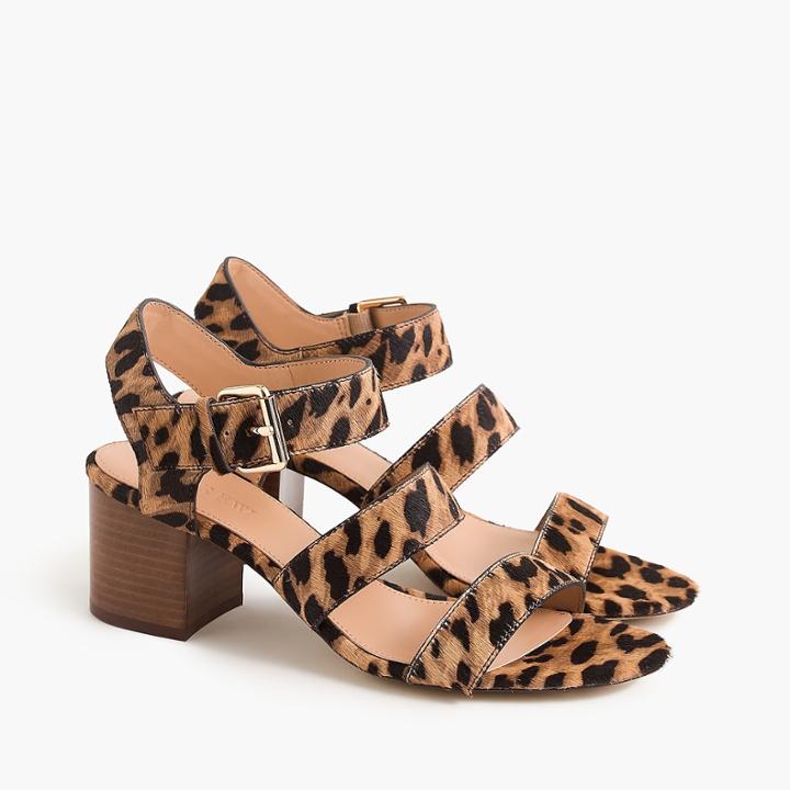 J.Crew Three-strap sandals in leopard calf hair