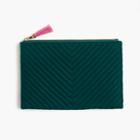 J.Crew Large pouch in quilted velvet