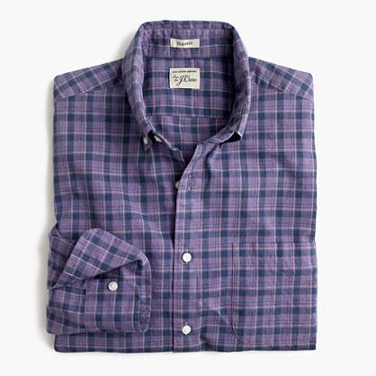 J.Crew Tall Secret Wash shirt in purple plaid heather poplin