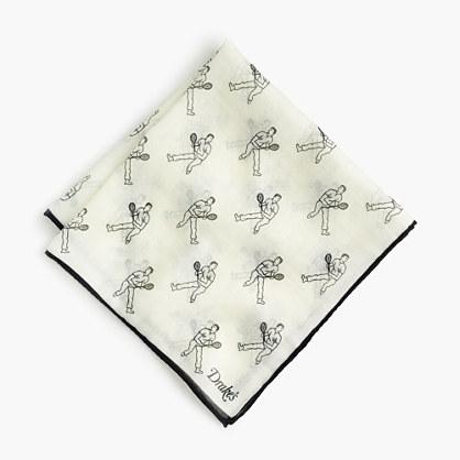 J.Crew Drake's® cotton-silk pocket square in tennis player print