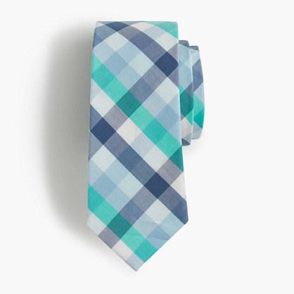 J.Crew Boys' cotton tie in emerald gingham