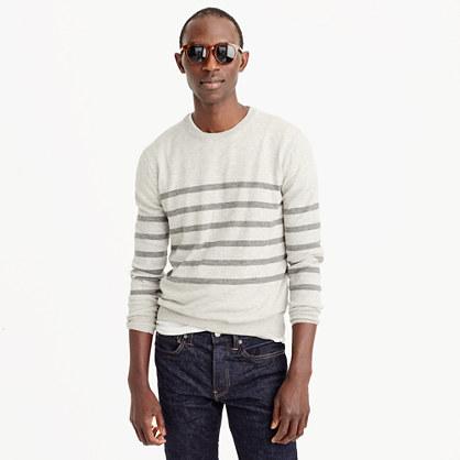 J.Crew Wool-cotton crewneck sweater in stripe