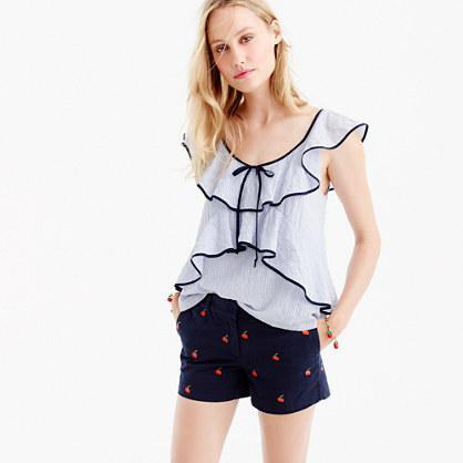 J.Crew 4 chino short with embroidered cherries