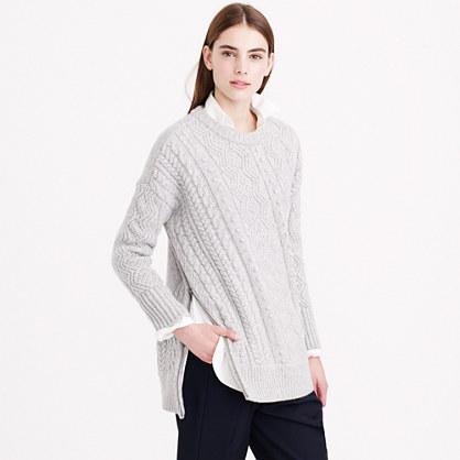J.Crew Wool side-zip cable sweater