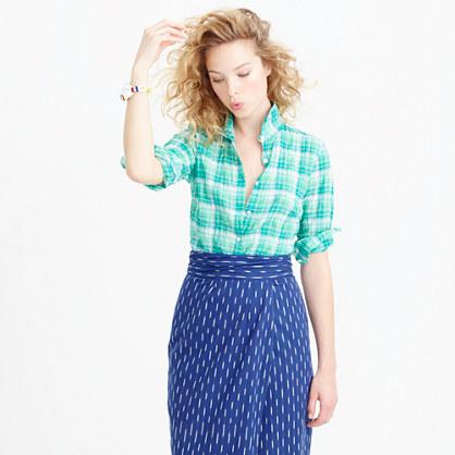 J.Crew Perfect shirt in green crinkle plaid