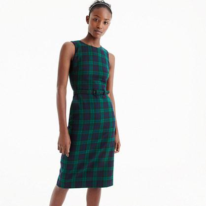 J.Crew Belted sheath dress in Black Watch tartan