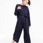 J.Crew Cropped silk pull-on pant in pinstripe