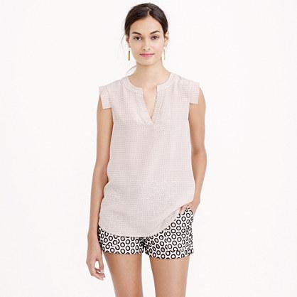 J.Crew Printed V-neck band-sleeve shell