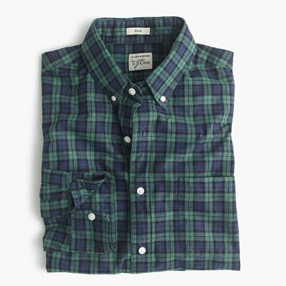 J.Crew Slim Secret Wash shirt in green plaid heather poplin