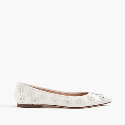 J.Crew Gemma leather flower flats