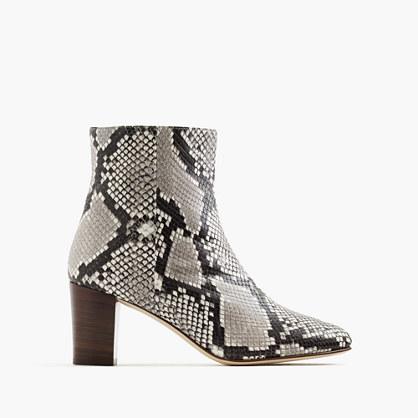 J.Crew Heeled ankle boots in snakeskin-printed leather