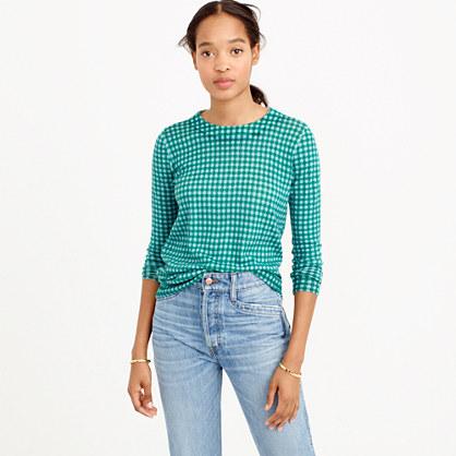 J.Crew Petite Tippi sweater in blue-emerald gingham