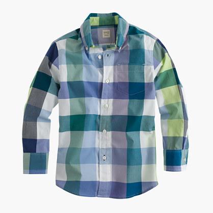 J.Crew Boys' slim Secret Wash shirt in large gingham