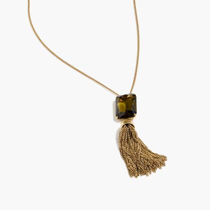 J.Crew Beaded tassel necklace in fern