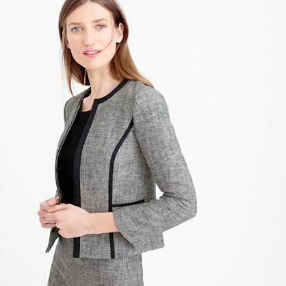 J.Crew Collarless contrast jacket in cotton tweed