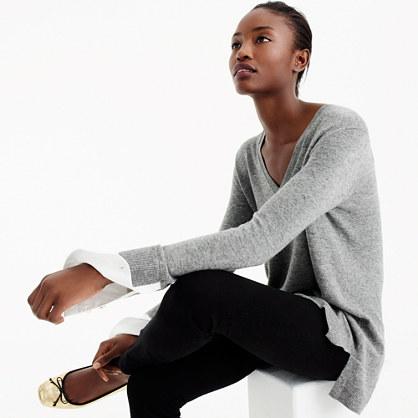 J.Crew V-neck sweater with shirt cuffs