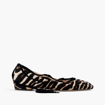 J.Crew Lace-up flats in leopard calf hair