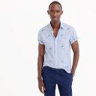 J.Crew Short-sleeve striped oxford shirt in embroidered whales