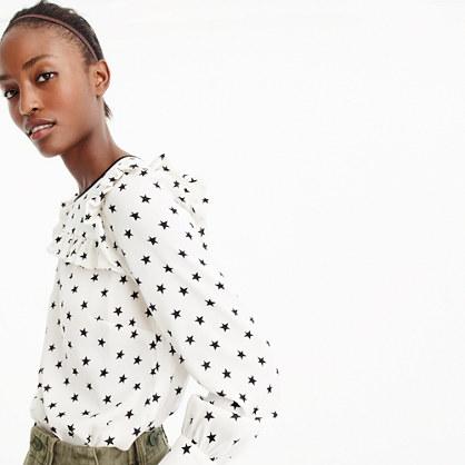 J.Crew Petite Ruffle top in star print