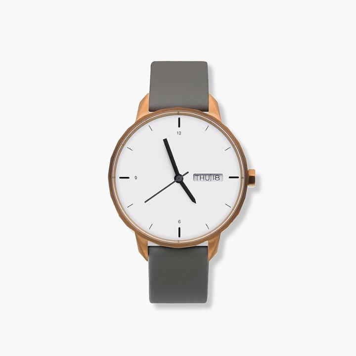 J.Crew Tinker 42mm copper-toned watch with grey strap