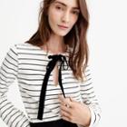 J.Crew Velvet tie-front top in stripe