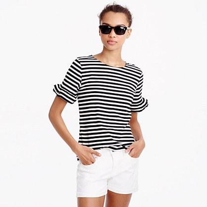 J.Crew Ruffle-sleeve T-shirt in stripe