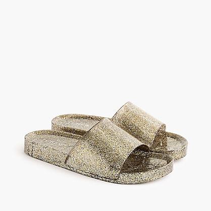 J.Crew Glittery pool slides