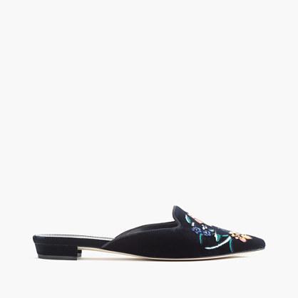 J.Crew Embroidered smoking slipper mules