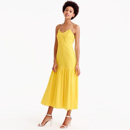 J.Crew Petite tiered spaghetti-strap midi dress in eyelet