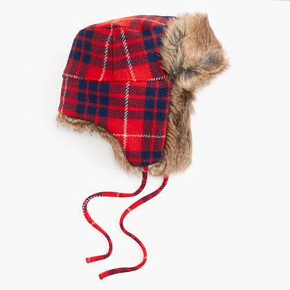 J.Crew Faux-fur trapper hat in plaid