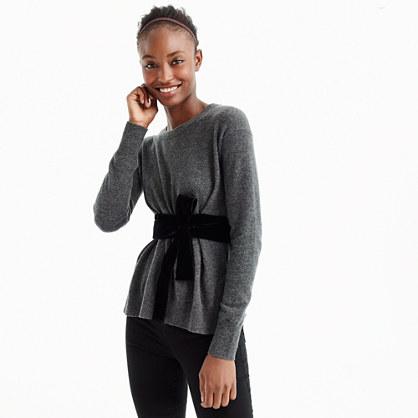 J.Crew Crewneck sweater with velvet sash in everyday cashmere
