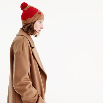 J.Crew Everyday cashmere beanie in heart print