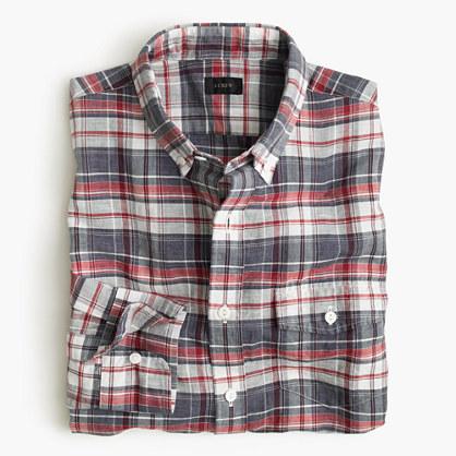 J.Crew Tall end-on-end Irish cotton-linen shirt in plaid