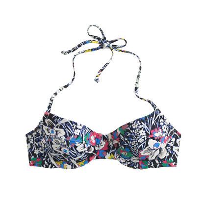 J.Crew DD-cup Demi-underwire halter bikini top in Liberty Santa Maria floral
