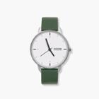 J.Crew Tinker 42mm silver-toned watch with green strap